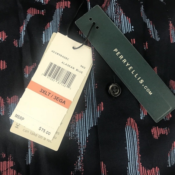 Perry Ellis Mens Big and Tall Shirt Abstrac - Picture 5 of 6